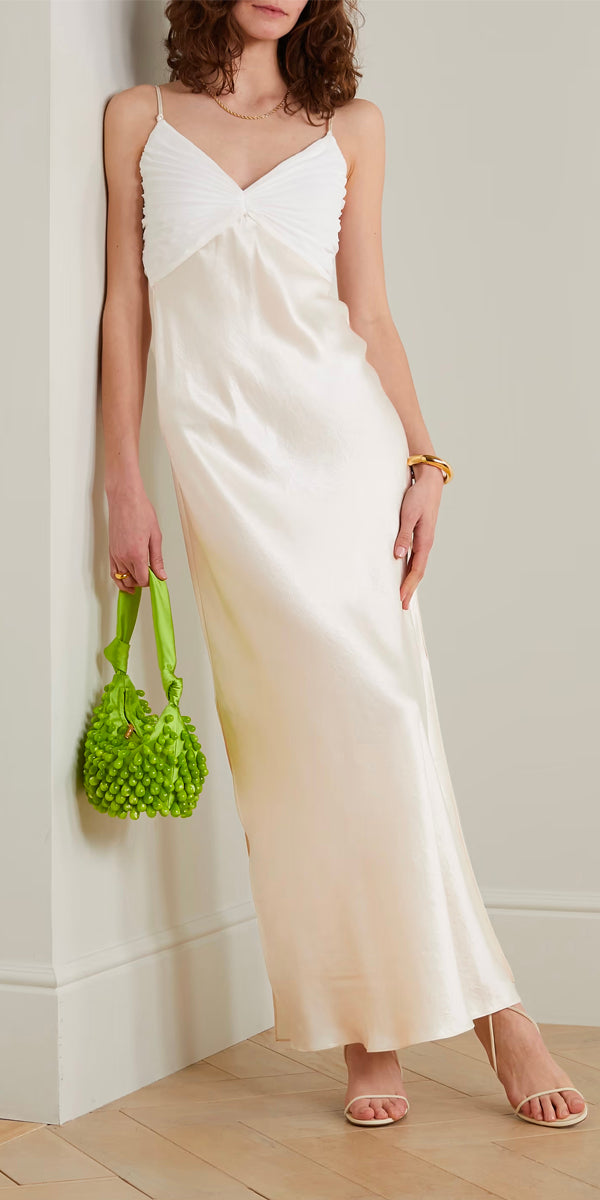 frame pleated cami dress FRAME Pleated Cami Dress in White
