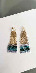 Laura B Jeanne Stripes Chain Earrings