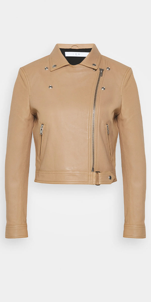 IRO Kolmar Leather Biker Jacket in Fudge