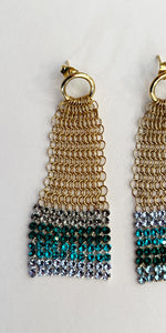 Laura B Jeanne Stripes Chain Earrings