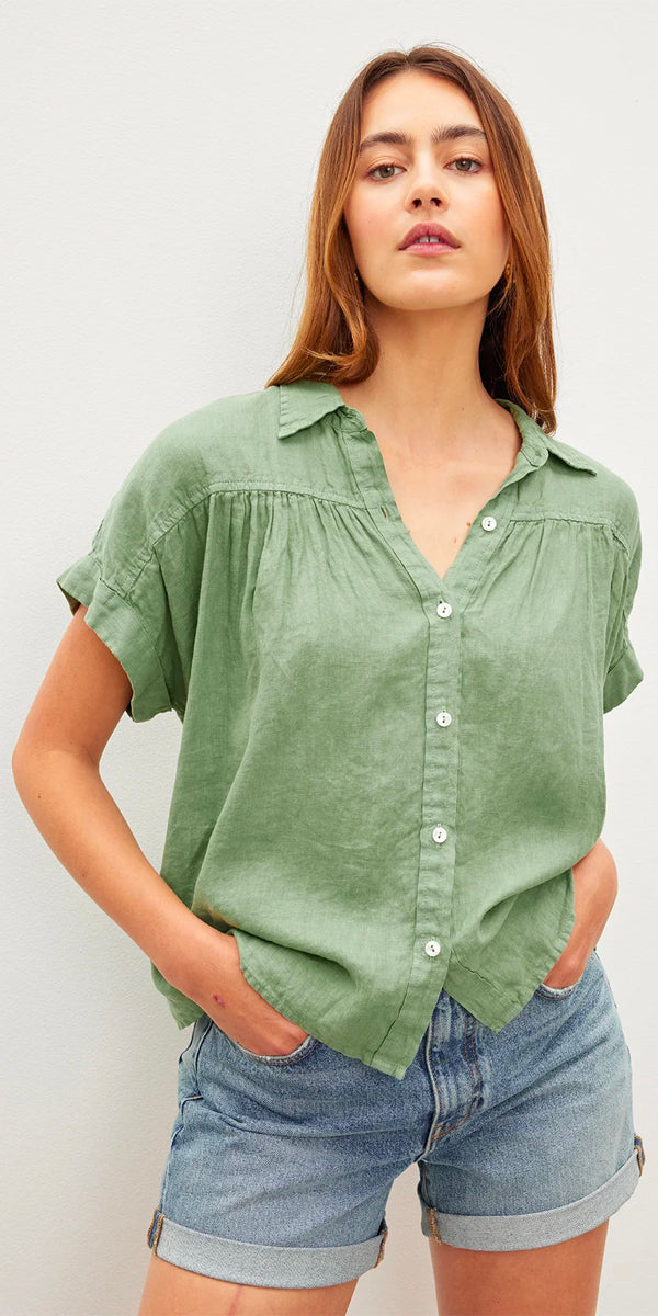 Velvet Aria Short Sleeve Linen Shirt