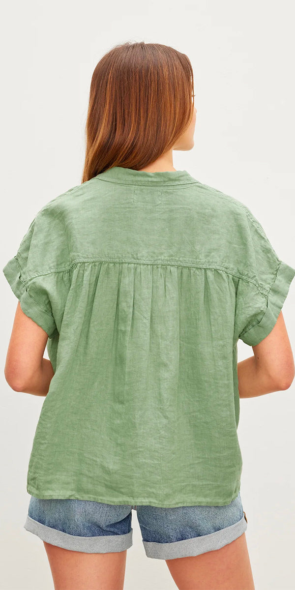 Velvet Aria Short Sleeve Linen Shirt