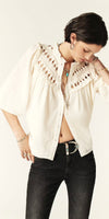 ba&sh Beluna Puff Sleeve Shirt in Ecru