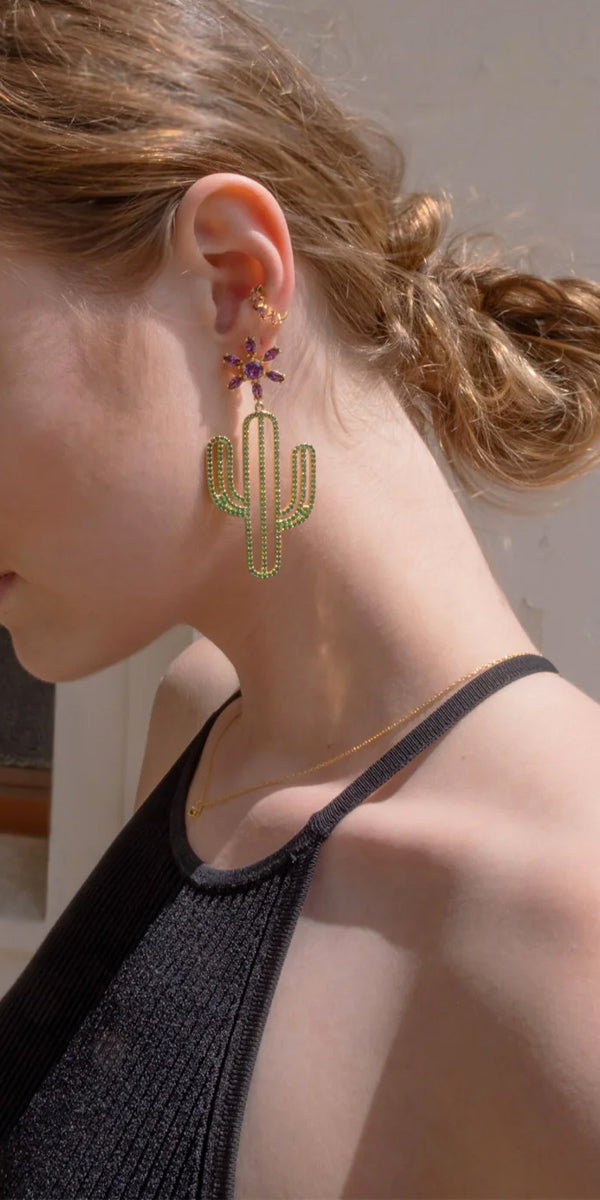 Dos Chicas Locas Cactus Statement Earrings