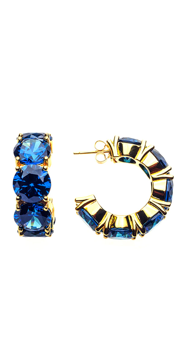 Dos Chicas Locas Chunky Hoops in Sapphire Blue