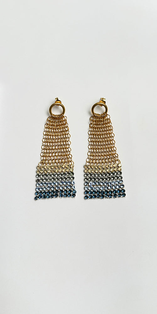 Laura B Jeanne Stripes Chain Earrings