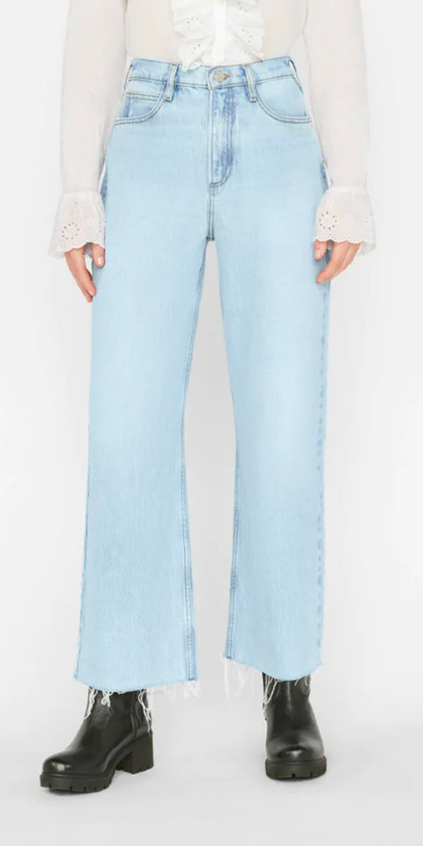 Frame Le High N Tight Wide Leg Crop Raw Jean