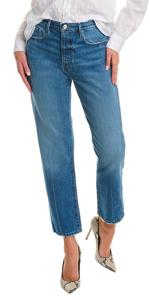 Frame Le Original High-Rise Straight Leg Jeans in Del Amo Grind