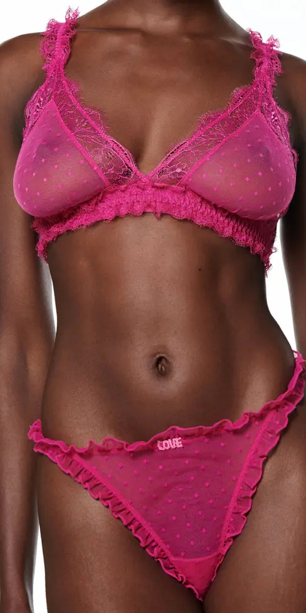 Love Stories Love Lace Sheer Bralette in Hot Pink