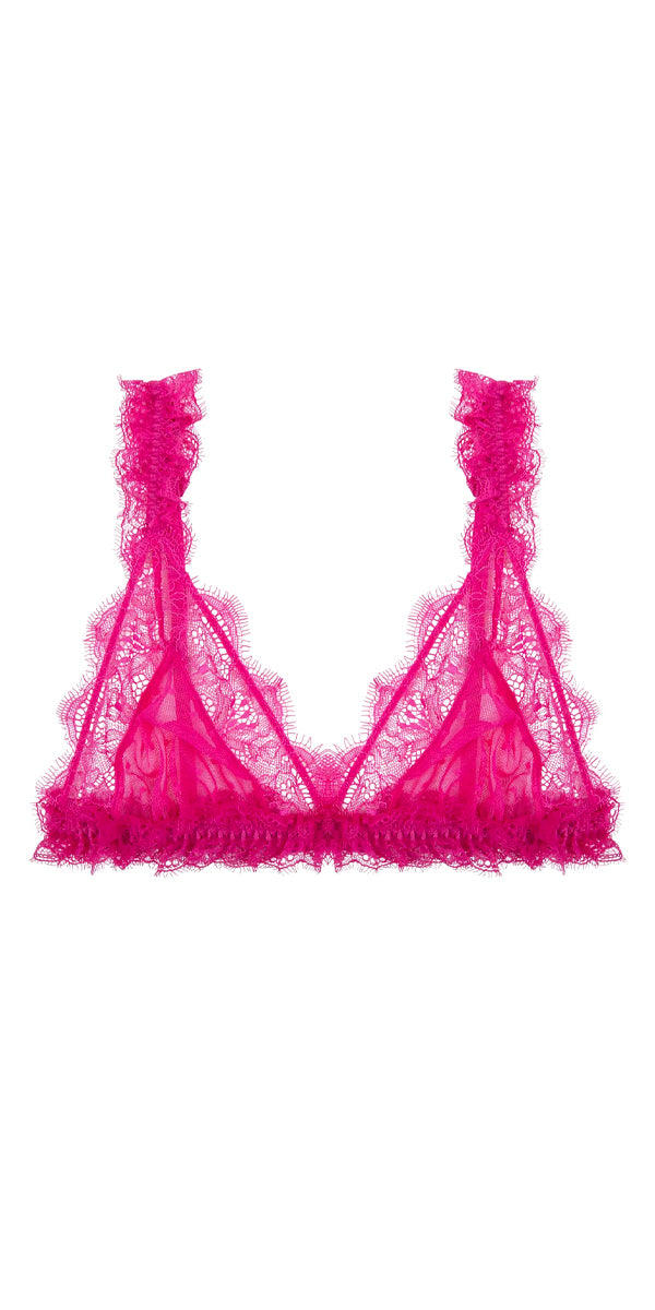 Love Stories Love Lace Sheer Bralette in Hot Pink