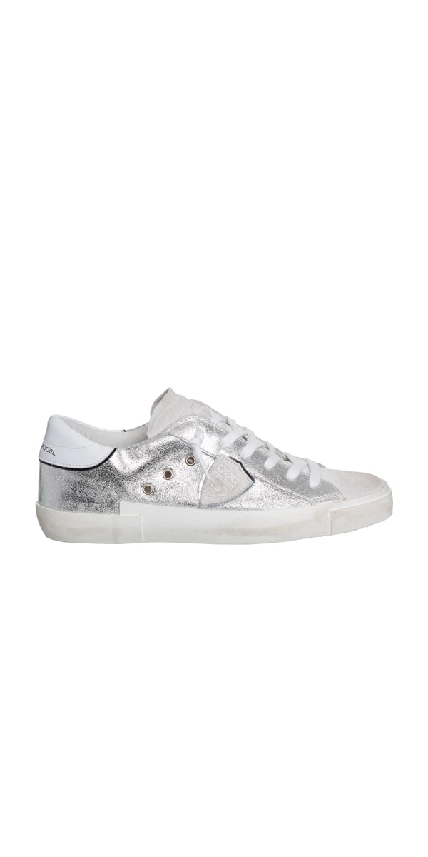 Philippe Model PRSX Sneakers in Argent Silver