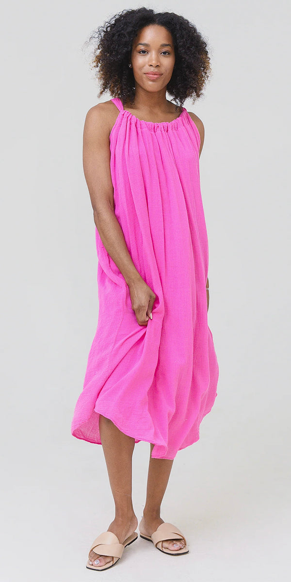 Velvet Reese Dress in Lollipop Pink