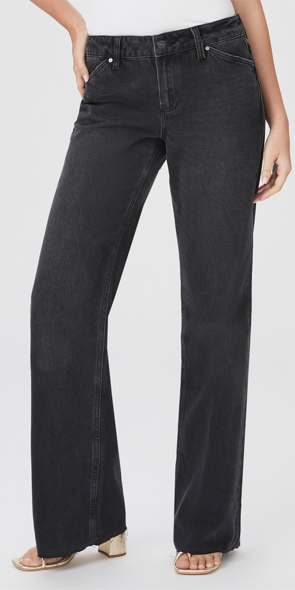 Paige Sonja Low Rise Straight Leg Jeans in Black Magnet